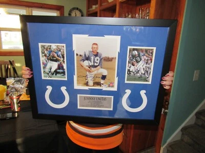 JOHNNY UNITAS 27X21 SIGNED AUTOGRAPHED BALTIMORE COLTS FRAMED MATTED PHOTO PSA - Image 1 of 4