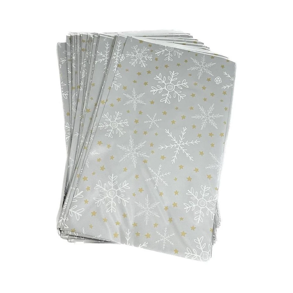 50 PZ Busta regalo perlata natalizia HIVER ARGENTO 15x25 cm 1C8M - Immagine 1 di 1