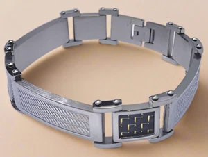 Fashion Black and Gold Carbon Fiber Men Bracelets 8.5" - Picture 1 of 1
