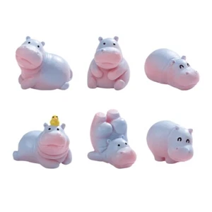 Pack of 6 Cute Hippo Miniatures Figurines for Unique Home Decors And Gifting - Picture 1 of 8