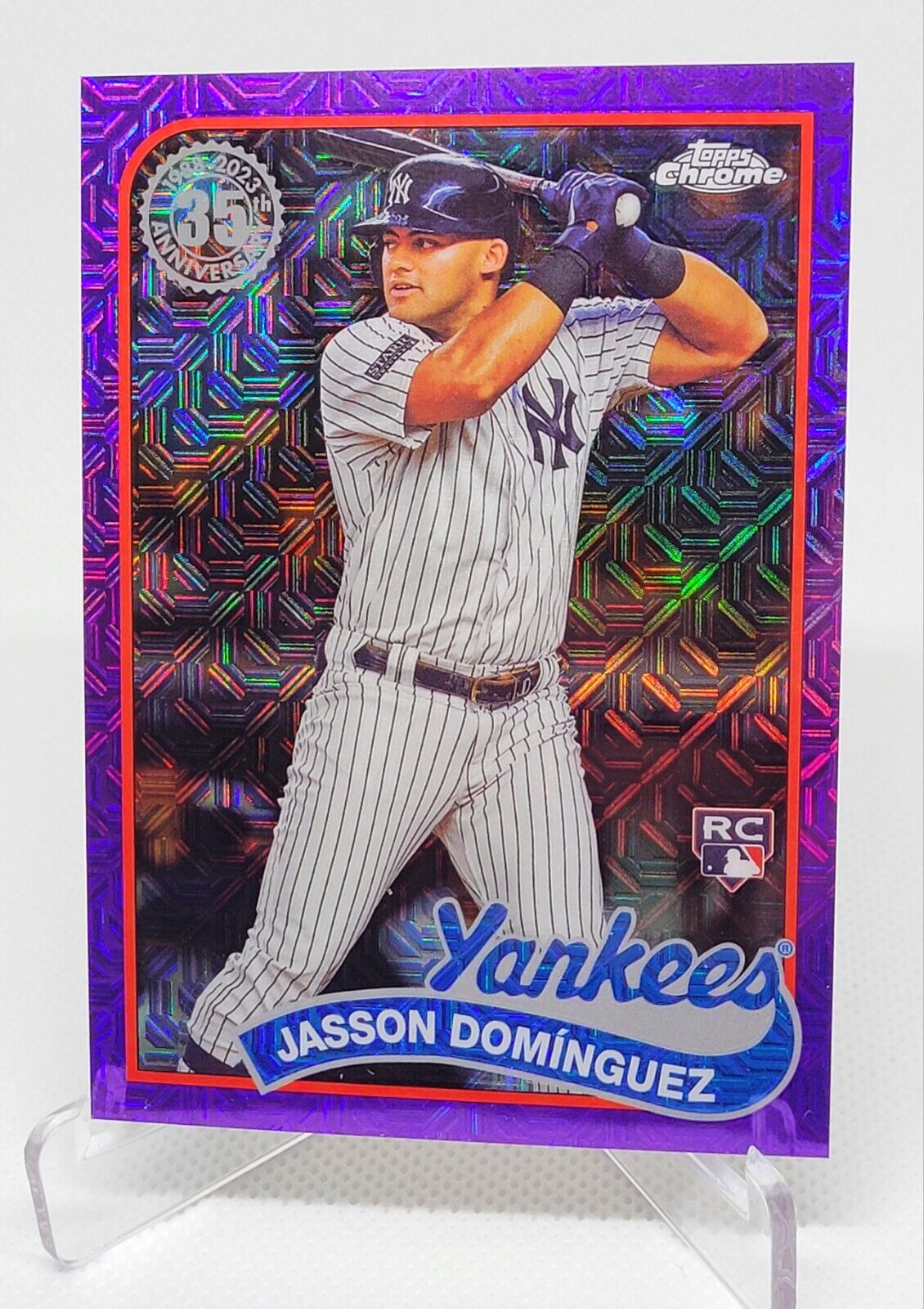 Jasson Dominguez 2024 Topps Silver Pack Purple Mojo Refractor /75 RC Rookie Card
