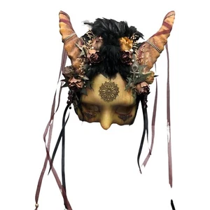 EICHE mythische Maske Waldhörner Fantasiefedern Band Blumen Theater - Bild 1 von 9