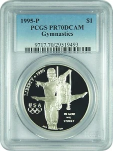 1995-P PCGS PR70DCAM Gymnastics Commemorative Dollar (Faded Label) - Picture 1 of 1