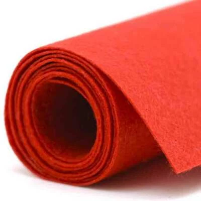 Red Felt Fabric Acrylic Art Craft Sewing Festive Decor Material 58" By Meter - Image 1 of 4