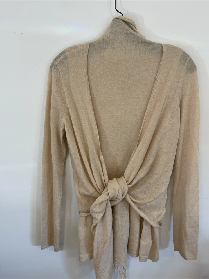 ST JOHN 100%CASHMERE TWINSET S Cardigan & Shell Fringe trim NWT Orig $1095 - Image 1 of 4