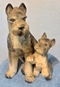 Miniature Schnauzer Pair Lefton Figurine H2175 Ceramic Porcelain - Picture 1 of 12