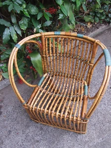ANTIQUE SPLIT CANE SOLID KIDS CHAIR TORTOISESHELL ORIGINAL 1920' RARE FIND - Picture 1 of 12