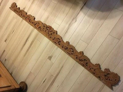Vintage Asian Hand Carved Teak Wood Floral Trim Cover