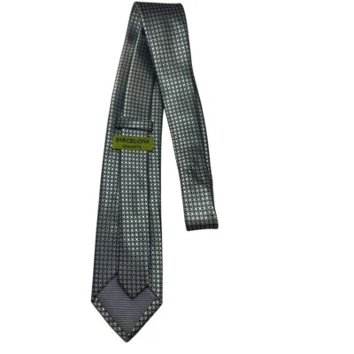 Barcelona Cravatte Microfiber Necktie - Blue, Gold Circle Pattern - Image 1 of 4