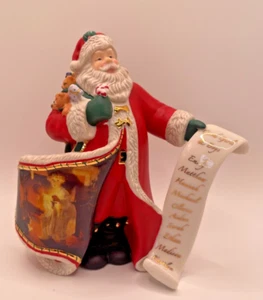 Statuina porcellana Norman Rockwell Holiday Babbo Natale "Checking It Twice" - Foto 1 di 8
