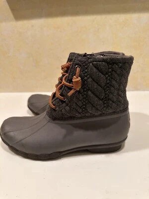 Sperry Saltwater Rain Duck Boots Womens Size 8 EU39 Gray Rubber Quilted Wool - Image 1 of 4