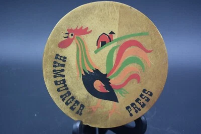 Винтажный деревянный гамбургер-пресс Patty петух народное искусство фермерский дом - Изображение 1 из 4