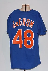 New York Mets Jacob deGrom #48 Genuine MLB Merchandise Kids Blue T Shirt NWT - Picture 1 of 3