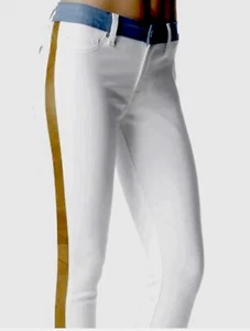 7 for all Mankind Damen weiß Mid-Rise Ankle Jeans 29 braun Smoking Streifen Neu mit Etikett! - Bild 1 von 13