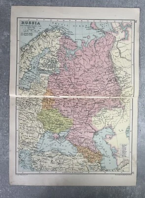 Russia - 1935 - Vintage Coloured Paper Map by The London Geographical Institute - Image 1 of 2