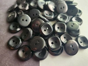 12 Black Circle with concave square center Plastic Buttons 5/8" 15mm  - Picture 1 of 5
