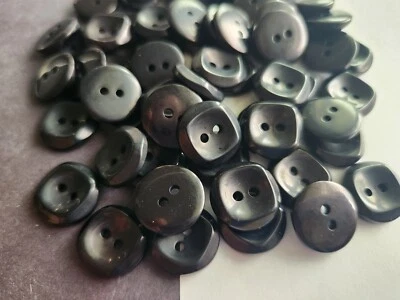 12 Black Circle with concave square center Plastic Buttons 5/8" 15mm  - Image 1 of 4