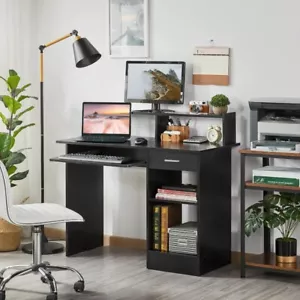 Computer Desk with Drawers Storage Shelf Keyboard Tray - Home Office - Picture 1 of 5