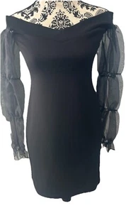 River Island Black Organza Sleeve Mini Dress . Size 10 - Picture 1 of 7