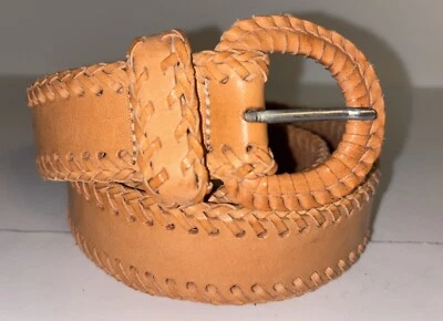 Vintage Talbots Tan Beige Leather Woven Belt Women’s Size M Style 9780 - Image 1 of 4