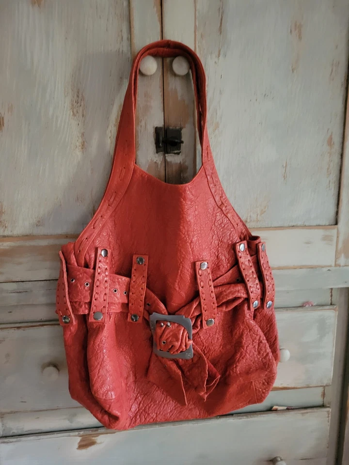 Bolsa de mão Anat Marin DD Addore extra grande ombro couro vermelho macio EUA  - Imagem 1 de 4