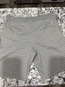 Hang Ten Chino Shorts Gray Plaid Mens Size 36 - Picture 1 of 9