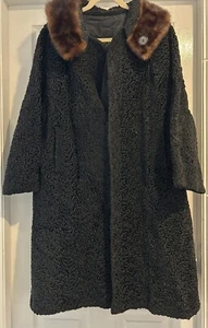 True Vintage Astra Furs - 1950s Faux Astrakhan Wool coat Paris Large 14-16 - Picture 1 of 7