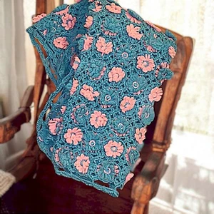 Hand Crocheted Baby Blanket Afghan Pink Blue - Picture 1 of 4