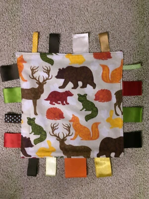 MANTA BEBÉ TAGGIE HECHA A MANO FRANELA SENSORIAL 15” REGALO DUCHA RECIÉN NACIDO  Foto 1 de 3