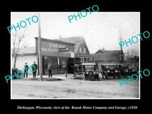 OLD POSTCARD SIZE PHOTO OF SHEBOYGAN WISCONSIN THE KNAAK MOTOR GARAGE c1920