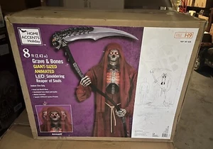 Home Accents 8 Ft Smoldering Reaper Of Souls Halloween Animatronic Grim Reaper - Picture 1 of 8