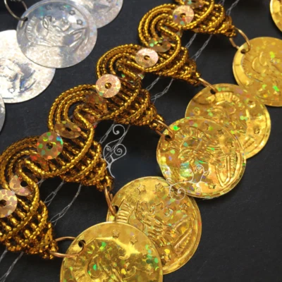 9M Shiny Sequin Trims Tassel Edging for DIY Indian Belly Dance Dress Sewing 5CM - Image 1 of 4