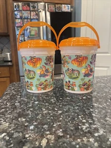 Walt Disney Popcorn Buckets Refillable w/ Lid & Handle - Set of 2 - Picture 1 of 2