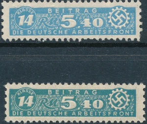Stamp Germany Revenue WWII 3rd Reich Era DAF Arbeitsfront 14 0540 Shade Pair MNH - Picture 1 of 3