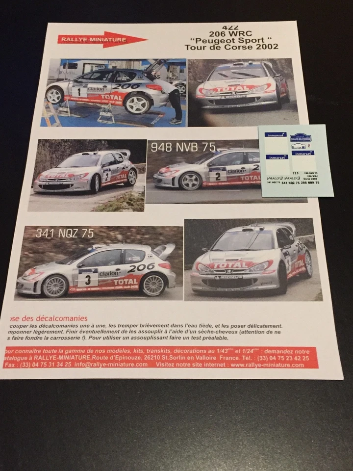 DECALS 1/43 PEUGEOT 206 BURNS TOUR DE CORSE 2002 WRC RALLYE RALLY FRANCE - Photo 1/1