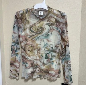 Art Class Girls Marbled Long Sleeve Sheer Shirt X-Large - Picture 1 of 5