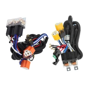 2 Headlight H4 Headlamp Light Bulb Ceramic Socket Plugs Relay Wiring Harness Kit - Picture 1 of 12
