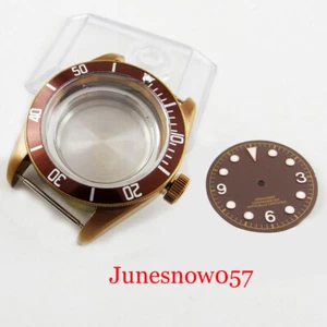 Fit ETA 2836 MIYOTA 8215 41mm Sapphire Glass Bronzed Watch Case Coffee Dial - Picture 1 of 7