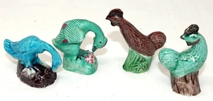DE COLECCIÓN Juego de 4 Pájaros Cerámicos Miniatura, Estilo Mayólica CHINA 1.5"-2.25" EPOC - Imagen 1 de 15