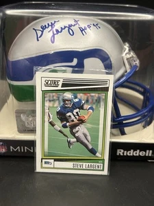 Mini Casco Riddell Seattle Seahawks Steve Largent Autógrafo Salón '95 Con Tarjeta - Imagen 1 de 14