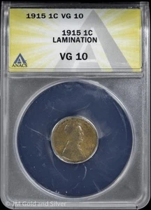 1915 1C Lincoln Wheat Cent ANACS VG 10 | Lamination Very Good - Picture 1 of 4