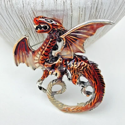 Broche de dragón pin de esmalte de dragón volador broches de fantasía boutonniere Foto 1 de 4