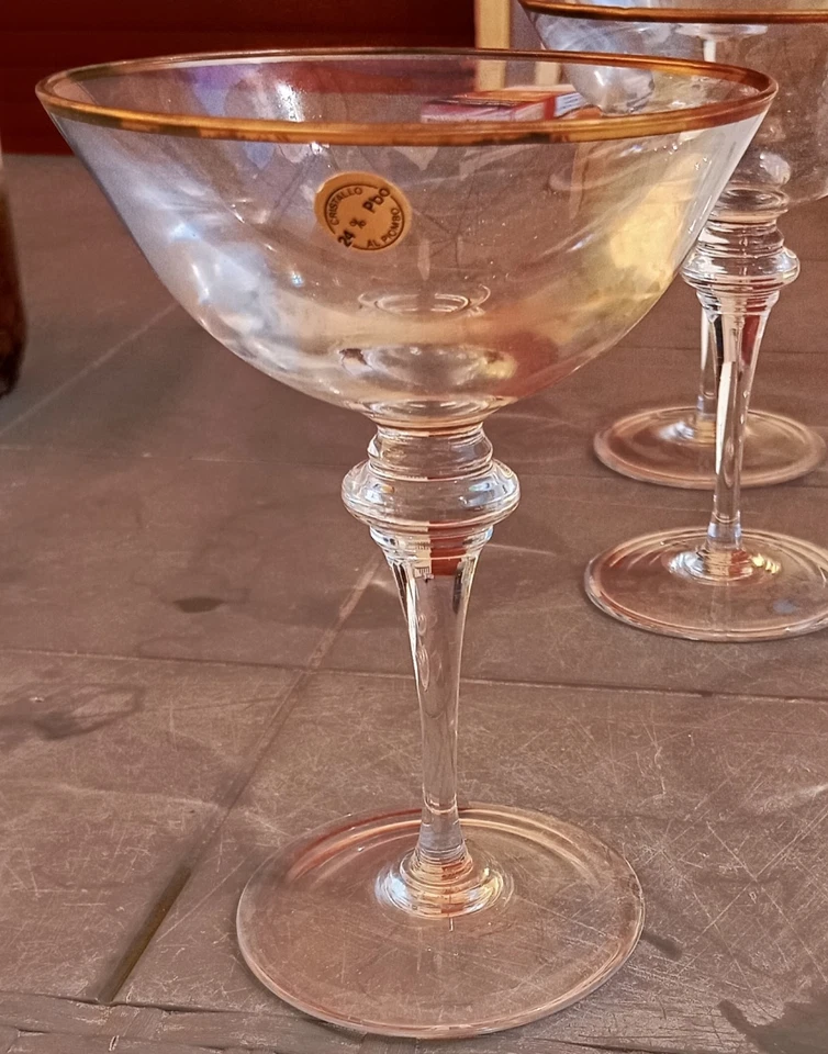 Set 6 Coppe Champagne Cristallo Vintage piombo 24% - Immagine 1 di 2