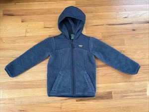 Kids LL Bean Sherpa Fleece Full Zip Hoodie Deep Pile Jacket Blue Youth M (5-6) - Picture 1 of 12