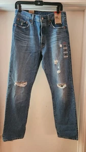 Pantalones de mezclilla para hombre azules Levi’s 501 originales talla 30x28 desgastados nuevos A12 - Imagen 1 de 12