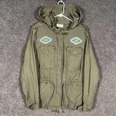 Chaqueta con Capucha Denim & Supply Ralph Lauren Para Mujer Azteca Bordada Verde Oliva Foto 1 de 4
