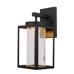 Electric 44359 Capulet LED Integrated Outdoor Indoor Wall Sconce Black Clear ... - Picture 1 of 9