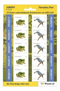 #50277 AUSTRIA 2008 FAUNA AVES, RANAS, PROTECCIÓN ANIMAL AUTOADHESIVO FOLLETO - Imagen 1 de 4