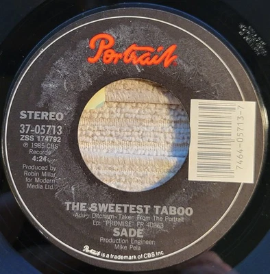 Sade "The Sweetest Taboo / You're Not The Man" VG+ - Image 1 of 3