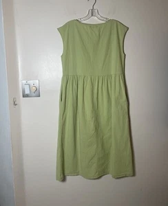 Misslook Dress Lagenlook Cottage Gathered Waist Loose Fit Green, Pockets Size M - Picture 1 of 7